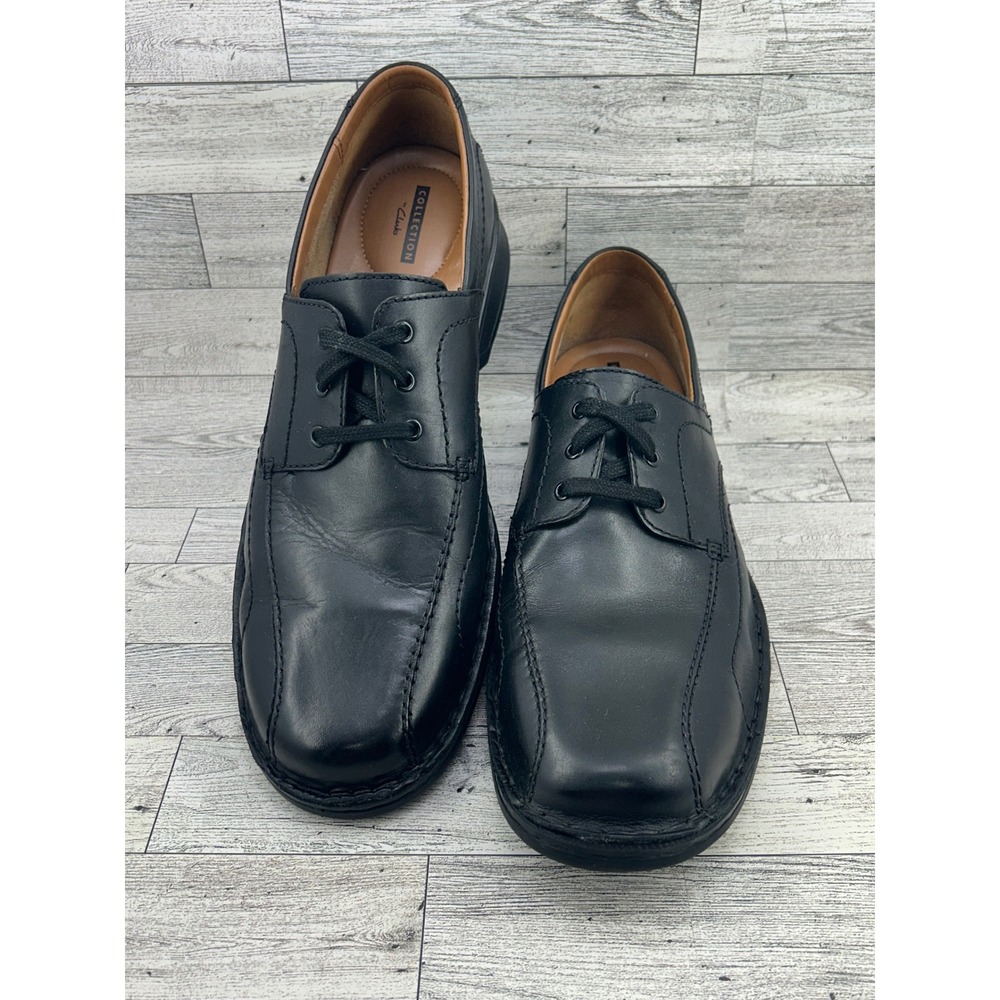Clarks Collection Mens Leather Black Lace Up Dress Shoes Comfort Cushioned Sz 13